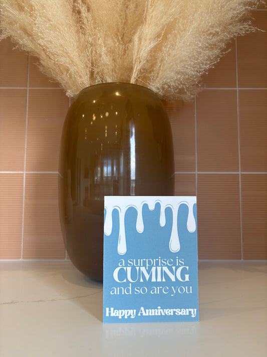 A Surprise is Cuming | Naughty Anniversary Surprise Card