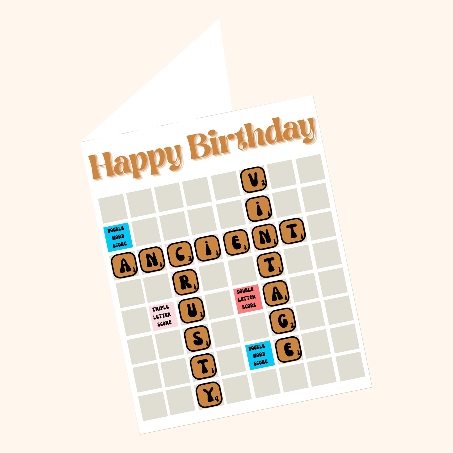 Vintage, Ancient | Scrabble Birthday Card